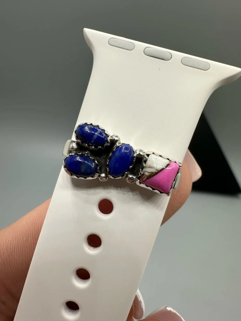 ⌚Cotton Candy Turquoise & Lapis Sterling Silver 925 Watch Band Charm Handmade